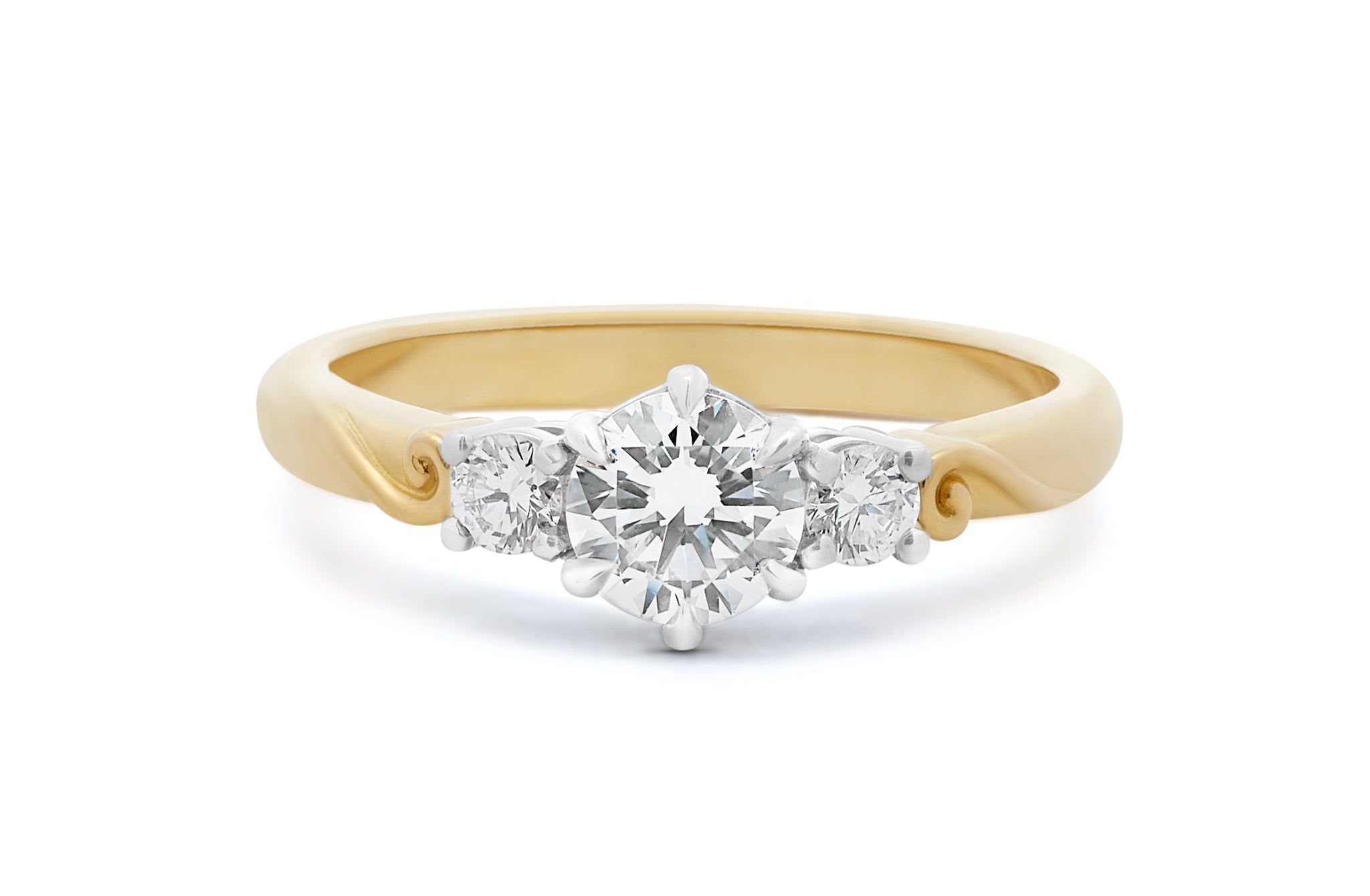 3 stone brilliant cut diamond ring deals