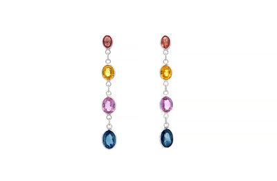 Bloom: Sapphire Drop Earrings in White Gold | 3.10ctw