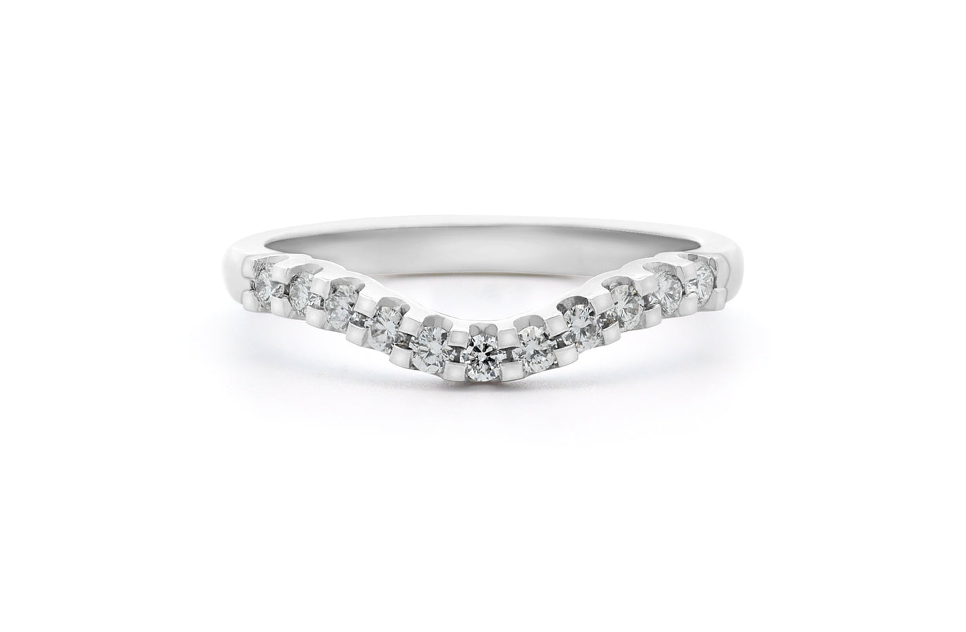 Brilliant Diamond Set Curve Shape Ring