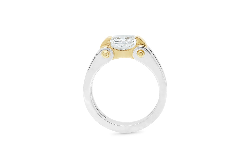 Inspired Collection, Radiant Cut Diamond Ring, 18k, 18ct Yellow Gold, platinum, Circlpd, specialist, unique, fine jewellery, jewelry, modern, contemporary