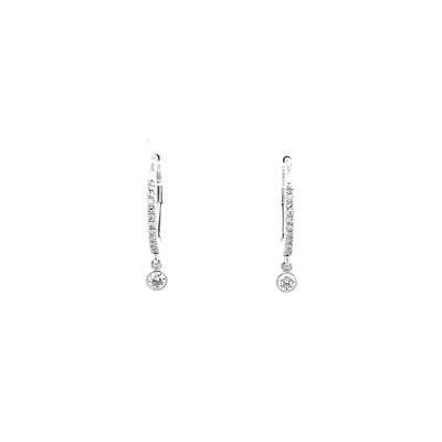 Brilliant Cut Diamond Dangle Huggie Earrings in White Gold | 0.17ctw