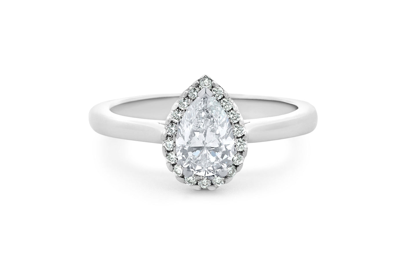 Luminous: Pear Cut Diamond Halo Ring