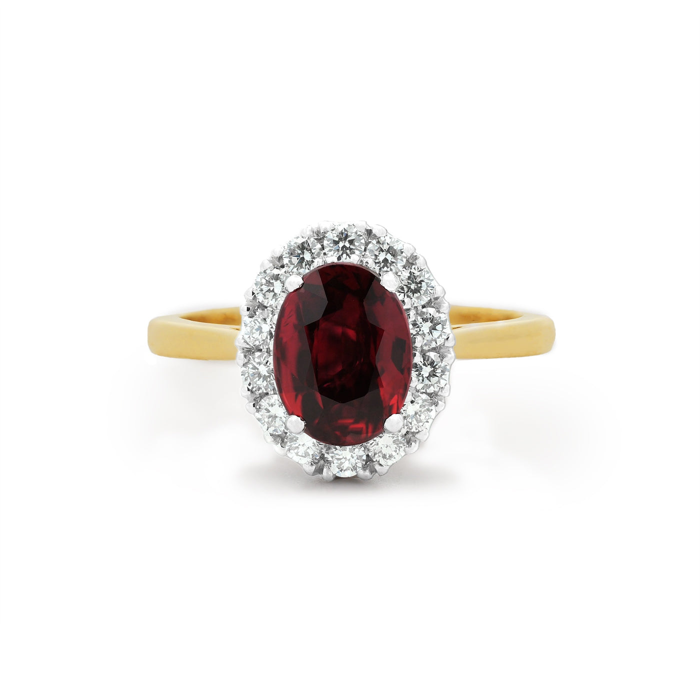 Luminous: Ruby and Diamond Halo Ring