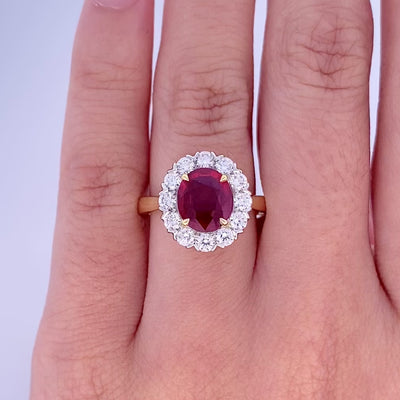 Ruby and Diamond Halo Ring