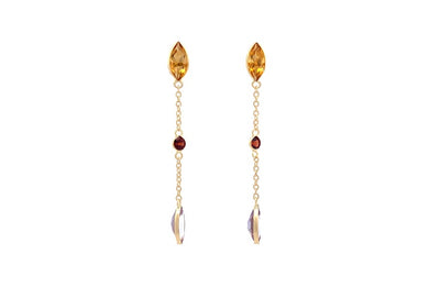 Bonfire: Coloured Gemstone Drop Earrings in Yellow Gold | 2.21ctw