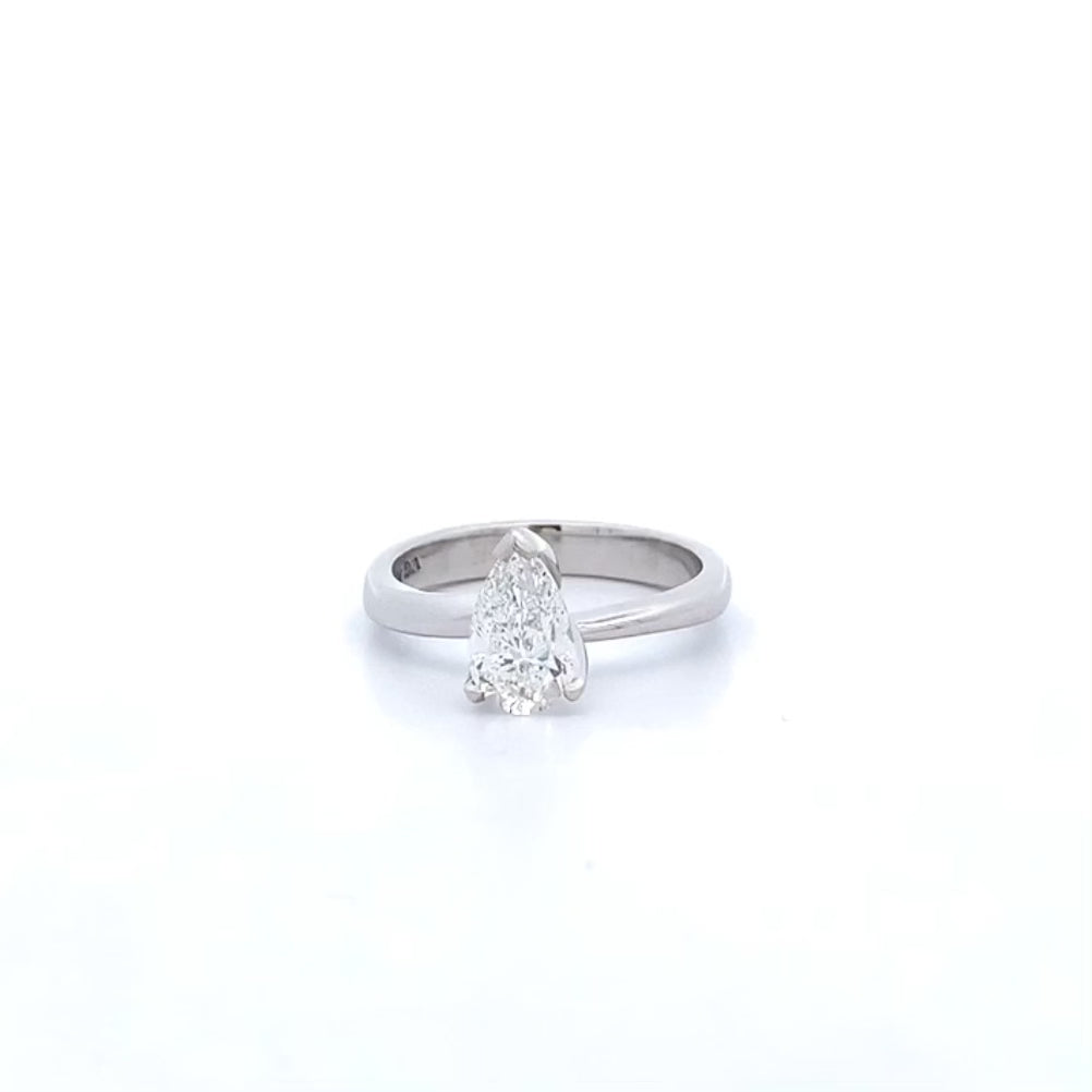 Silhouette: Pear Cut Diamond Solitaire Ring in Platinum | 1.07ct E SI1