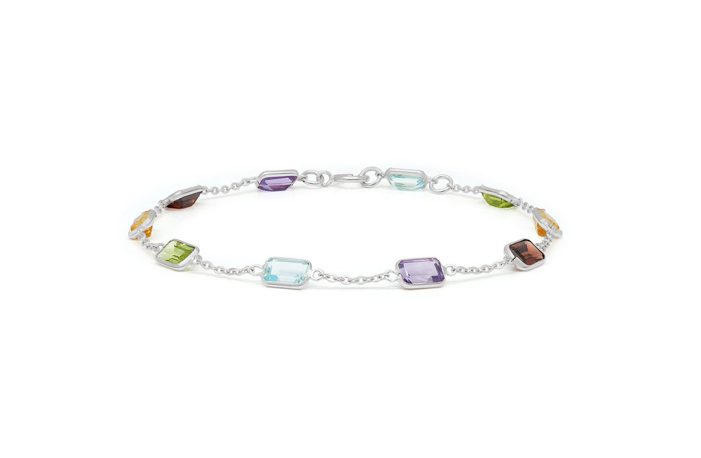 Emerald Cut Coloured Gemstone Bracelet in Gold | 5.80ctw