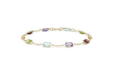 Emerald Cut Coloured Gemstone Bracelet in Gold | 5.80ctw