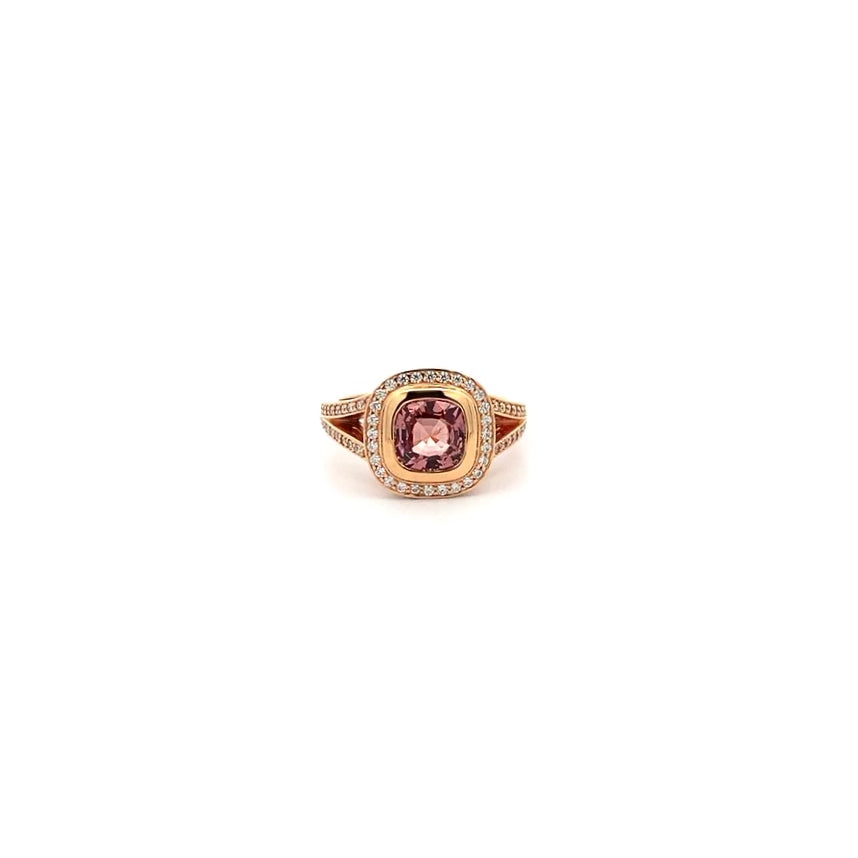 Allure: Spinel & Diamond Halo Ring in Rose Gold | 1.76ct