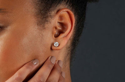 Floeting®, Diamond, floating, studs, earrings, no clasps, no claw, clawless, clasp less, titanium collet, setting, floeting® platform, innovation, brilliant cut, round cut, model, floeting cut, Floeting® Diamond