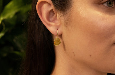 Green Sapphire Polki Drop Earrings in Yellow Gold | 10.00ctw