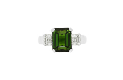 Green Tourmaline and Diamond Ring