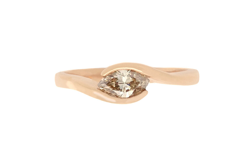 Cognac Marquise Horizontal Crossover Solitaire