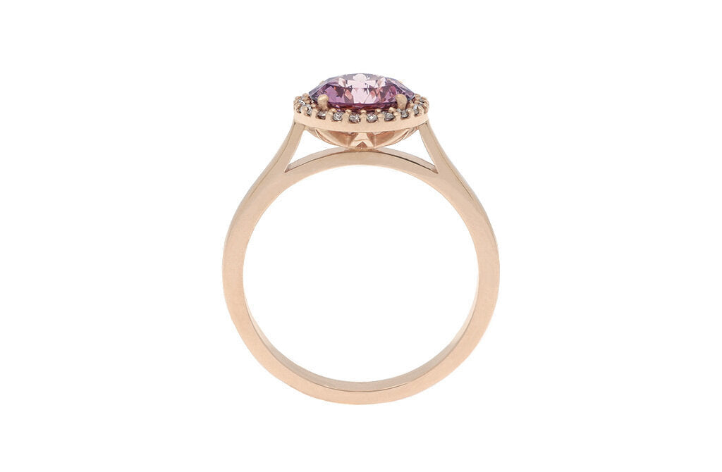 Purple Imperial Garnet Diamond Halo Ring