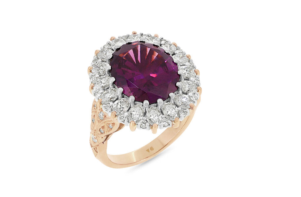 Malaia Garnet and Diamond Ring