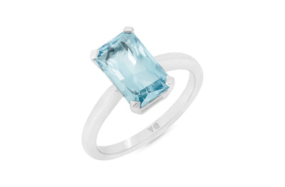 Octagonal Aquamarine Solitaire Ring