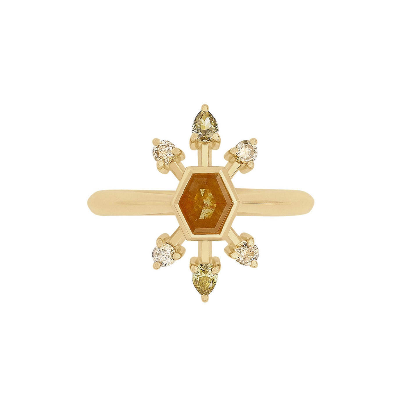 Firecracker: Orange Diamond Ring in Yellow Gold | 0.72ctw