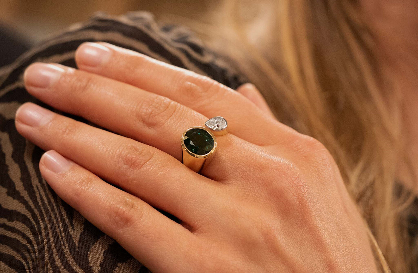 Carnaby St: Green Sapphire and Diamond Ring