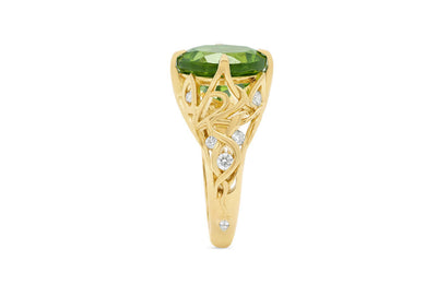 Peridot and Diamond Yellow Gold Vine Ring