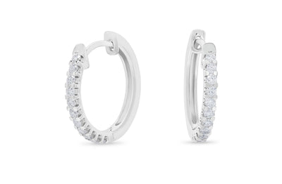 Scallop Set Diamond Hoop Earrings in Gold | 0.35ctw