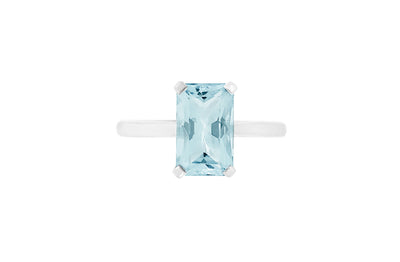 Octagonal Aquamarine Solitaire Ring