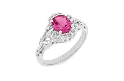 Pink Spinel and Diamond Ring