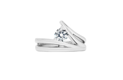 Inspired Collection, Waved, Wavey, Waves, ocean, surf, surfer, Platinum, 18k, 18ct White gold, brilliant cut, round cut, specialist, contemporary, modern, jewellery, jewelry, engagement ring, ring design, inspired design, tension setting