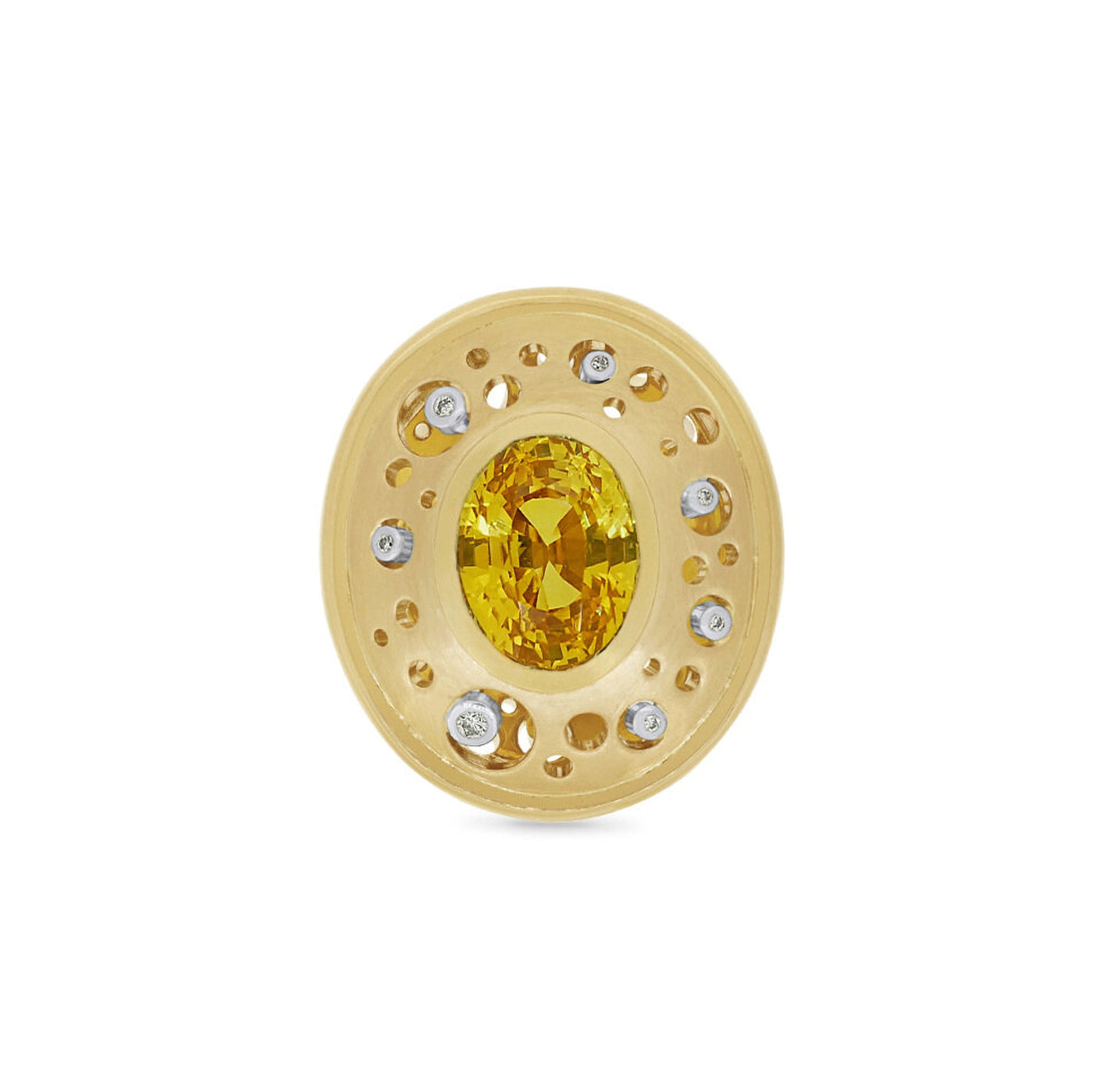 Hoag's Object: Yellow Sapphire and Diamond Halo Ring